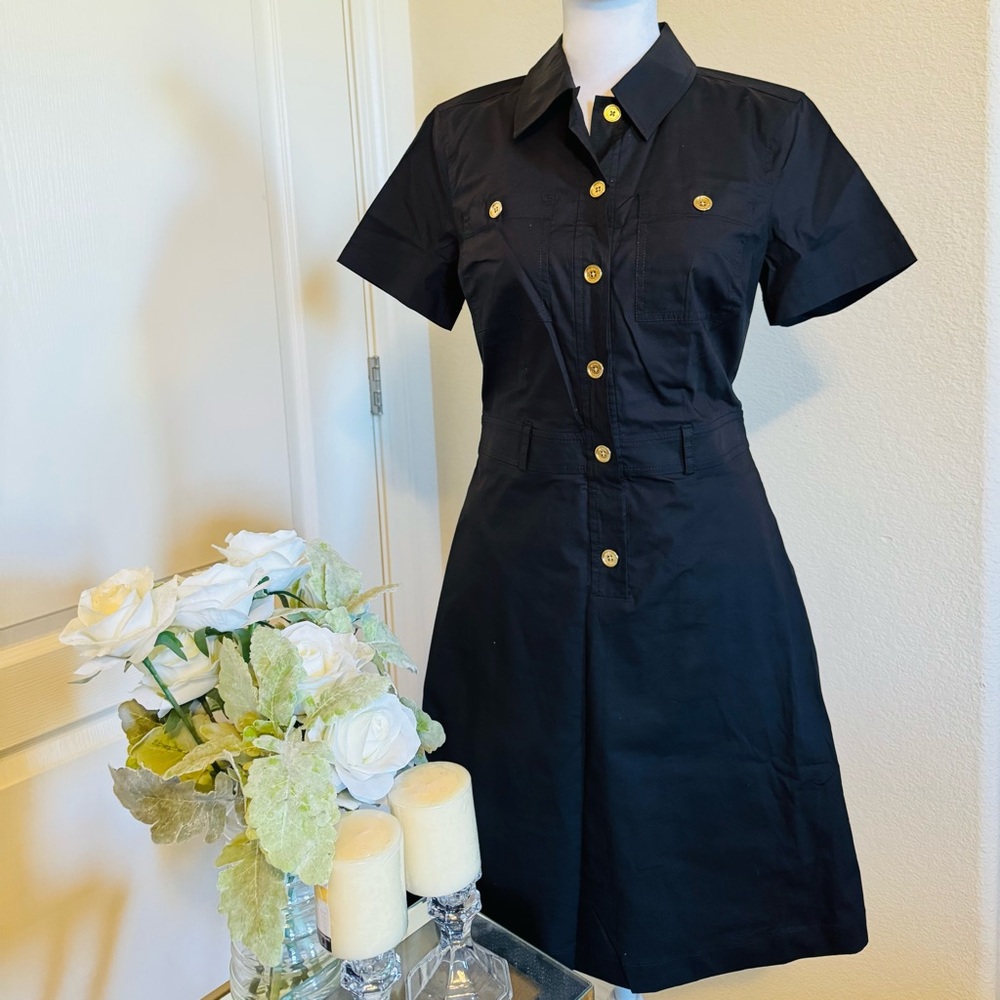 NWT Michael Kors Button Up Dress BLACK